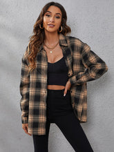 Lade das Bild in den Galerie-Viewer, Love God. Store Women Blouses Plaid Print Drop Shoulder Shirt price
