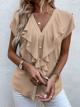 Charger l&#39;image dans la galerie, Love God. Store Women Blouses Solid Ruffle Trim Blouse price
