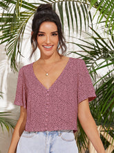 Charger l&#39;image dans la galerie, Love God. Store Women Blouses Dusty Pink / S Speckled Print Button Loop Top price
