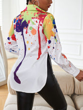 Lade das Bild in den Galerie-Viewer, Love God. Store Women Blouses Splash Painting Print Split Side Blouse price
