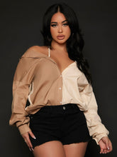 Charger l&#39;image dans la galerie, Love God. Store Women Blouses SXY Two Tone Cold Shoulder Shirt price
