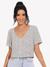 Charger l&#39;image dans la galerie, Love God. Store Women Blouses White / S Speckled Print Button Loop Top price
