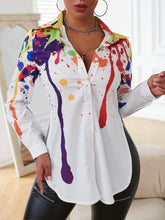 Lade das Bild in den Galerie-Viewer, Love God. Store Women Blouses White / XS Splash Painting Print Split Side Blouse price
