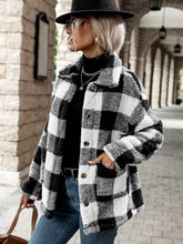 Charger l&#39;image dans la galerie, Love God. Store Women Coats Black and White / S-4 Buffalo Plaid Pattern Dual Pocket Drop Shoulder Flannel Coat price
