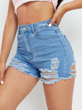 Load image into Gallery viewer, Love God. Store Women Denim Shorts Raw Hem Ripped Denim Shorts price
