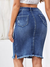 Charger l&#39;image dans la galerie, Love God. Store Women Denim Skirts Ripped Slit Raw Hem Denim Skirt price
