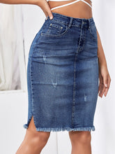 Charger l&#39;image dans la galerie, Love God. Store Women Denim Skirts Ripped Slit Raw Hem Denim Skirt price
