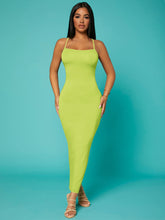 Load image into Gallery viewer, Love God. Store Women Dresses Lime Green / XS SXY Solid Criss cross Backless Bodycon Dress price
