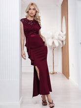 Load image into Gallery viewer, Love God. Store Women Dresses MIUSOL Contrast Lace Ruffle Trim Split Thigh Dress price
