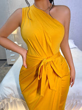 Load image into Gallery viewer, Love God. Store Women Dresses One Shoulder Tulip Hem Belted Dress price
