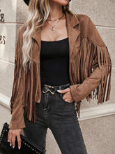 Charger l&#39;image dans la galerie, Love God. Store Women Jackets Fringe Trim Lapel Collar Drop Shoulder Suedette Jacket price
