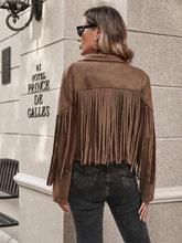 Charger l&#39;image dans la galerie, Love God. Store Women Jackets Fringe Trim Lapel Collar Drop Shoulder Suedette Jacket price
