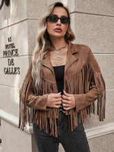 Charger l&#39;image dans la galerie, Love God. Store Women Jackets Fringe Trim Lapel Collar Drop Shoulder Suedette Jacket price
