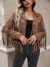 Charger l&#39;image dans la galerie, Love God. Store Women Jackets Fringe Trim Lapel Collar Drop Shoulder Suedette Jacket price
