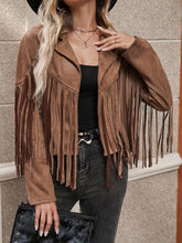 Charger l&#39;image dans la galerie, Love God. Store Women Jackets Fringe Trim Lapel Collar Drop Shoulder Suedette Jacket price
