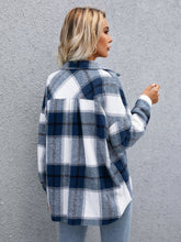 Lade das Bild in den Galerie-Viewer, Love God. Store Women Jackets Plaid Flap Pocket Drop Shoulder Jacket price
