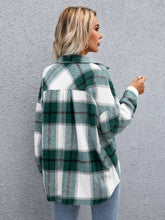 Lade das Bild in den Galerie-Viewer, Love God. Store Women Jackets Plaid Flap Pocket Drop Shoulder Jacket price
