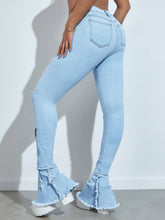 Charger l&#39;image dans la galerie, Love God. Store Women Jeans Butterfly Print Ripped Ruffle Raw Hem Jeans price
