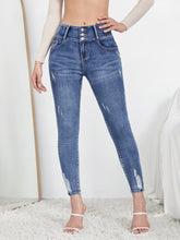 Charger l&#39;image dans la galerie, Love God. Store Women Jeans Button Detail Ripped Skinny Jeans price
