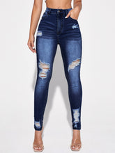 Cargar imagen en el visor de la galería, Love God. Store Women Jeans Dark Wash / XS High Waist Ripped Skinny Jeans price
