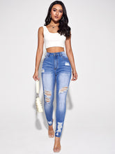 Cargar imagen en el visor de la galería, Love God. Store Women Jeans Medium Wash / XS High Waist Ripped Skinny Jeans price
