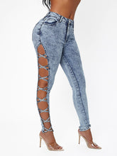 Charger l&#39;image dans la galerie, Love God. Store Women Jeans SXY Crisscross Cutout Skinny Jeans price
