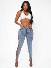 Charger l&#39;image dans la galerie, Love God. Store Women Jeans SXY Crisscross Cutout Skinny Jeans price
