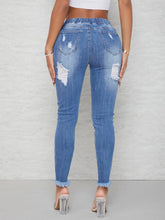 Charger l&#39;image dans la galerie, Love God. Store Women Jeans SXY Curvy Drawstring Waist Ripped Raw Hem Skinny Jeans price
