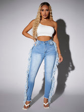 Load image into Gallery viewer, Love God. Store Women Jeans SXY Fringe Trim Skinny Jeans price
