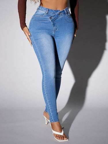 Love God. Store Women Jeans SXY High Waisted Buttoned Skinny Jeans price