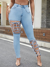 Charger l&#39;image dans la galerie, Love God. Store Women Jeans SXY Lace Up Panel Skinny Jeans price
