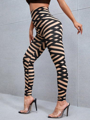 Love God. Store Women Leggings Camel / XS Geo Print Wideband Waist Leggings price