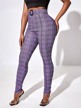 Lade das Bild in den Galerie-Viewer, Love God. Store Women Pants SXY High Waist Glen Plaid Belted Pants price
