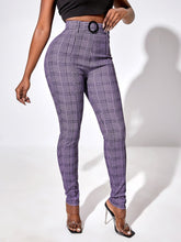 Lade das Bild in den Galerie-Viewer, Love God. Store Women Pants SXY High Waist Glen Plaid Belted Pants price
