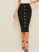 Charger l&#39;image dans la galerie, Love God. Store Women Skirts Pearls Button Detail Pencil Skirt price
