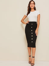 Charger l&#39;image dans la galerie, Love God. Store Women Skirts Pearls Button Detail Pencil Skirt price
