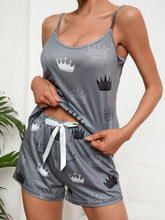 Charger l&#39;image dans la galerie, Love God. Store Women Sleepwear Crown Print Cami Top Tie Waist Shorts PJ Set price
