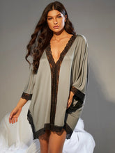 Charger l&#39;image dans la galerie, Love God. Store Women Sleepwear Lace Trim Dolman Sleeve Nightdress price
