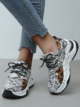 Charger l&#39;image dans la galerie, Love God. Store Women Sneakers Snakeskin Leopard Pattern Lace up Front Wedge Sneakers price
