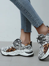 Charger l&#39;image dans la galerie, Love God. Store Women Sneakers Snakeskin Leopard Pattern Lace up Front Wedge Sneakers price
