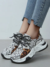 Charger l&#39;image dans la galerie, Love God. Store Women Sneakers Snakeskin Leopard Pattern Lace up Front Wedge Sneakers price
