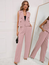 Charger l&#39;image dans la galerie, Love God. Store Women Suit Sets Dusty Pink / S Double Breasted Blazer Vest With Suit Pants price
