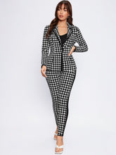 Charger l&#39;image dans la galerie, Love God. Store Women Suit Sets Houndstooth Print Blazer Pants Suit Set price
