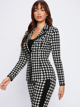 Charger l&#39;image dans la galerie, Love God. Store Women Suit Sets Houndstooth Print Blazer Pants Suit Set price
