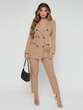 Charger l&#39;image dans la galerie, Love God. Store Women Suit Sets Khaki / XS Lapel Neck Double Breasted Blazer Pants Suit price
