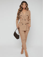 Charger l&#39;image dans la galerie, Love God. Store Women Suit Sets Lapel Neck Double Breasted Blazer Pants Suit price
