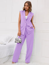 Charger l&#39;image dans la galerie, Love God. Store Women Suit Sets Lilac Purple / S Flap Detail Button Front Waistcoat Tailored Pants price
