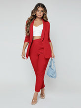 Charger l&#39;image dans la galerie, Love God. Store Women Suit Sets Red / XS Shawl Neck Open Front Blazer Pants Suit price
