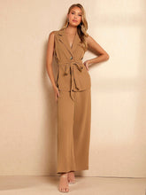 Charger l&#39;image dans la galerie, Love God. Store Women Suit Sets Single Breasted Belted Vest Blazer Wide Leg Pants price
