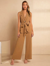 Charger l&#39;image dans la galerie, Love God. Store Women Suit Sets Single Breasted Belted Vest Blazer Wide Leg Pants price
